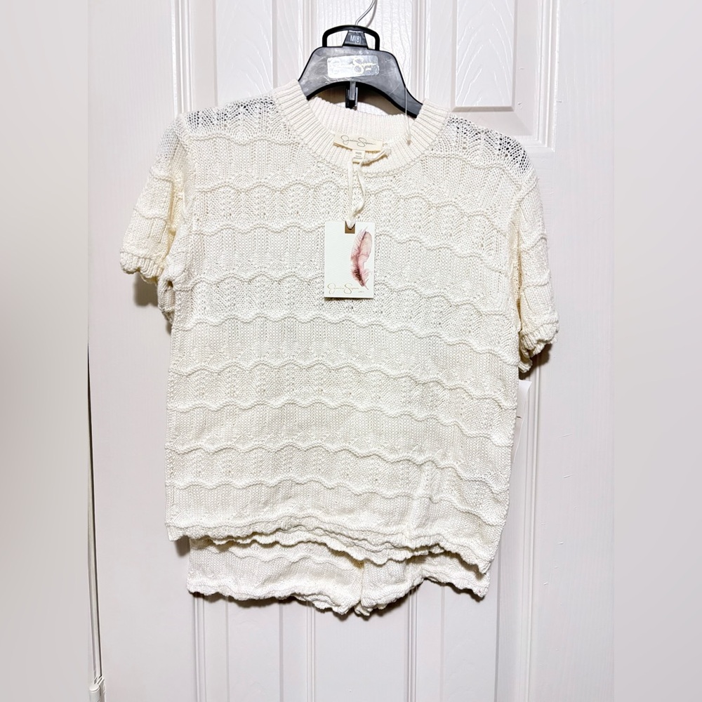 Jessica Simpson Girls 2 piece Crochet Shorts Set Outfit, Color: Cream/Size: 8